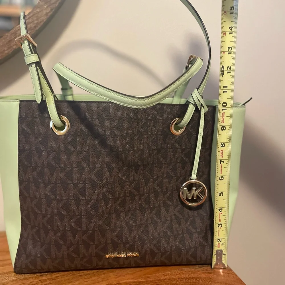 Michael Kors Signature Brown & Green Tote - Picture 11 of 12